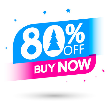 Mega Sale, 80% off, discount offer, buy now, vector illustrationのイラスト素材