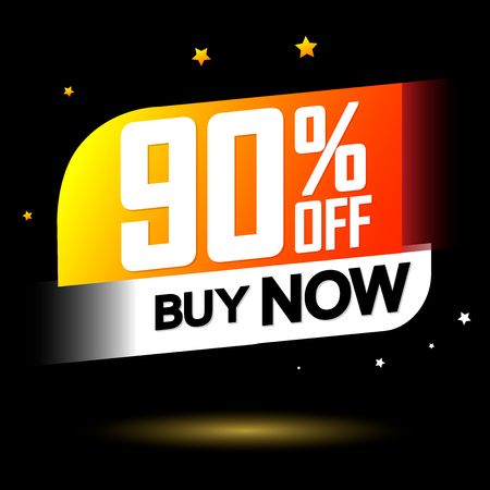 Mega Sale, 90% off, buy now, vector illustrationのイラスト素材