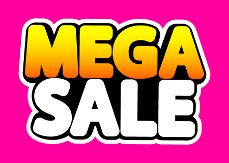 Mega Sale, poster design template, isolated sticker, vector illustrationのイラスト素材