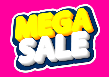 Mega Sale, poster design template, isolated sticker, vector illustrationのイラスト素材