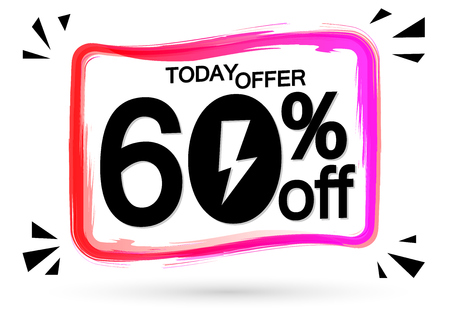 Flash Sale 60% off, today, offer, app icon, vector illustrationのイラスト素材