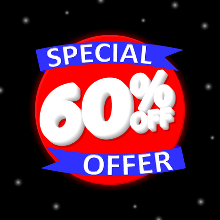 Sale 60% off, banner design template, discount tag, special offer, app icon, vector illustrationのイラスト素材