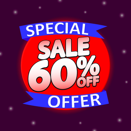 Sale 60% off, banner design template, discount tag, special offer, app icon, vector illustrationのイラスト素材