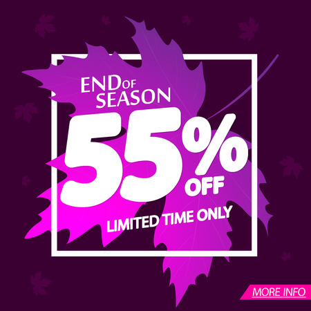 Autumn Sale 55% off, end of season, vector illustrationのイラスト素材