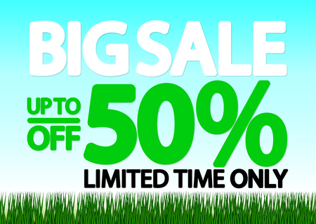 Big Sale up to 50% off, poster design template, vector illustrationのイラスト素材