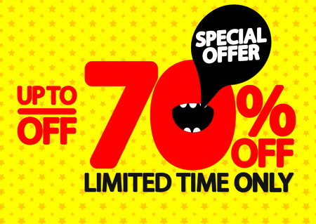 Sale up to 70% off, poster design template, special offer, vector illustration