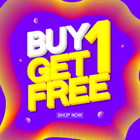 Buy 1 Get 1 Free, Sale poster design template, vector illustrationのイラスト素材