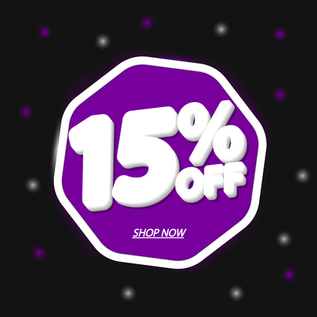 Sale 15% off, discount banner design template, extra promo tag, vector illustrationのイラスト素材