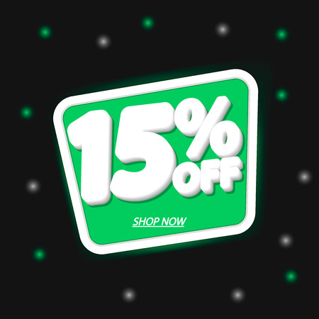 Sale 15% off, discount banner design template, extra promo tag, vector illustrationのイラスト素材