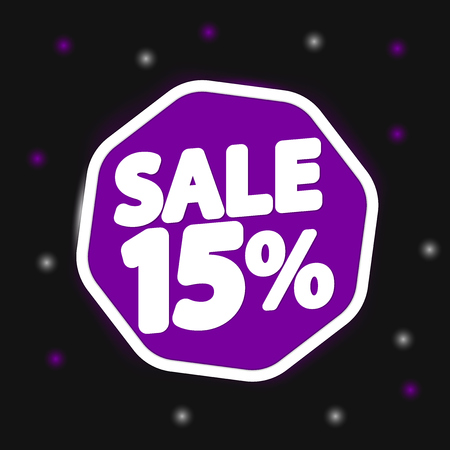 Sale 15% off, discount banner design template, extra promo tag, vector illustrationのイラスト素材