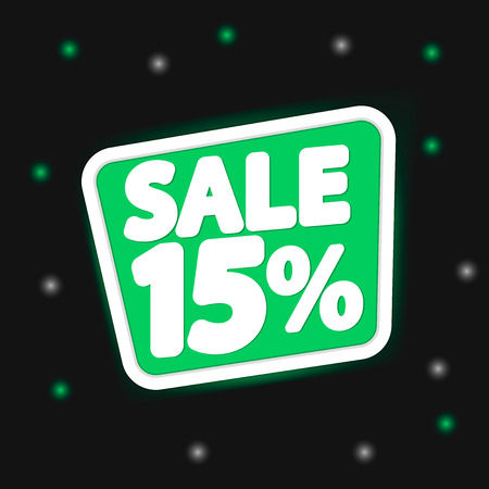 Sale 15% off, discount banner design template, extra promo tag, vector illustrationのイラスト素材