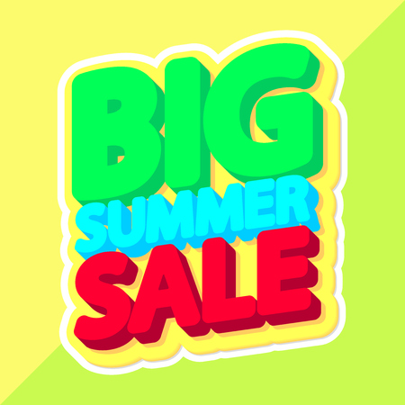 Big Summer Sale, poster design template, isolated sticker, vector illustrationのイラスト素材