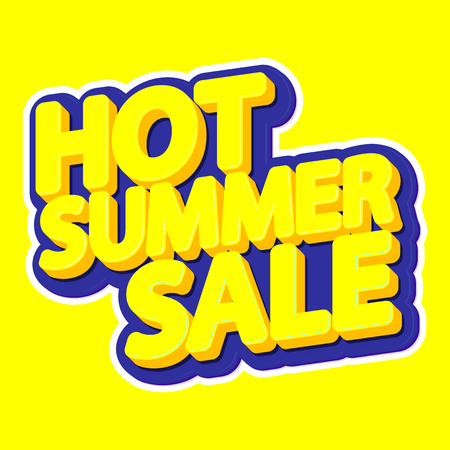 Hot Summer Sale, poster design template, isolated sticker, vector illustrationのイラスト素材