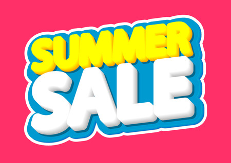 Summer Sale, poster design template, isolated sticker, vector illustrationのイラスト素材