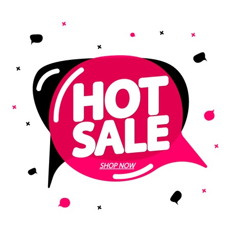 Hot Sale, tag design template, discount speech bubble, app icon, vector illustrationのイラスト素材