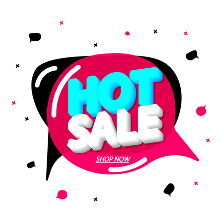 Hot Sale, tag design template, discount speech bubble, app icon, vector illustrationのイラスト素材
