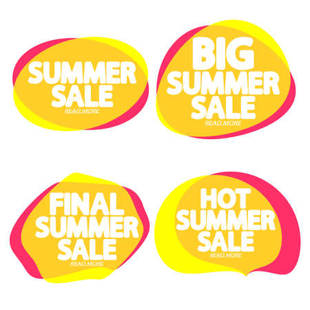 Set of summer sale, bubble banners design templateのイラスト素材