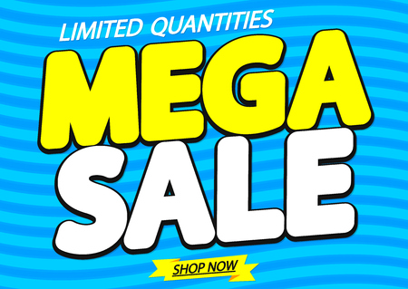 Mega Sale, discount poster design template, vector illustrationのイラスト素材