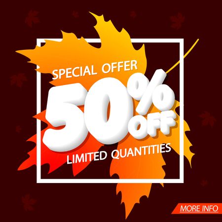 Autumn Sale 50% off, poster design template, special offer, vector illustrationのイラスト素材