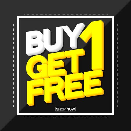 Buy 1 Get 1 Free, Sale poster design template, vector illustrationのイラスト素材