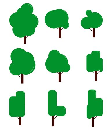 Set trees icon, flat design template, vector illustrationのイラスト素材