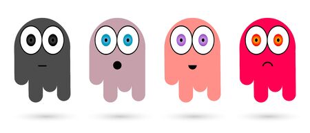 Set ghost emotions, characters design template, graphic avatar, app icons, vector illustrationのイラスト素材