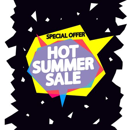 Hot Summer Sale, speech bubble banner design template, special offer, discount tag, vector illustrationのイラスト素材