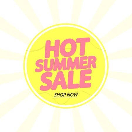 Hot Summer Sale, banner design template, discount tag, app icon, vector illustrationのイラスト素材