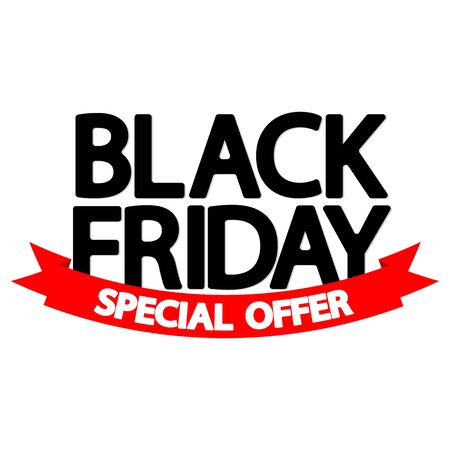 Black Friday Sale, red ribbon, poster design template, special offer, vector illustrationのイラスト素材