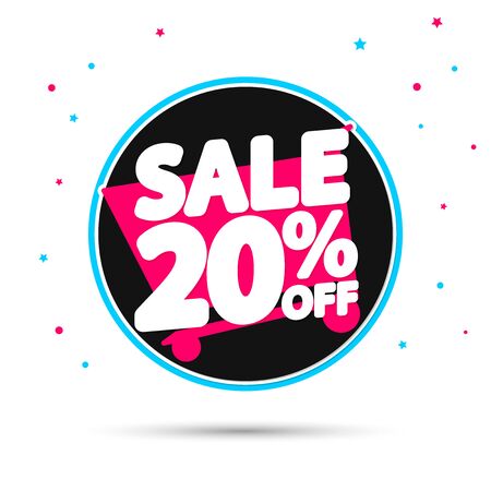 Sale 20% off, discount banner design template, promo tag, extra offer, vector illustrationのイラスト素材
