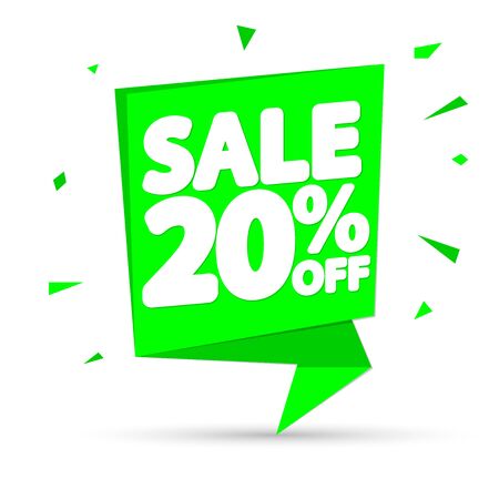 Sale 20% off tag, speech bubble banner design template, discount tag, app icon, vector illustrationのイラスト素材