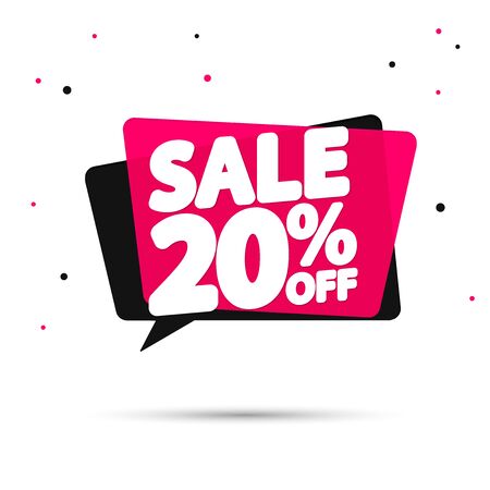 Sale 20% off tag, speech bubble banner design template, discount tag, app icon, vector illustrationのイラスト素材