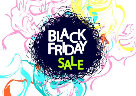 Black Friday Sale, poster design template, mega offer, vector illustrationのイラスト素材