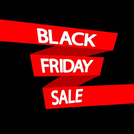 Black Friday Sale, red ribbon, poster design template, final season offer, vector illustrationのイラスト素材