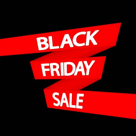 Black Friday Sale, red ribbon, poster design template, final season offer, vector illustrationのイラスト素材