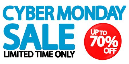 Cyber Monday Sale, poster design template, up to 70% off, vector illustrationのイラスト素材