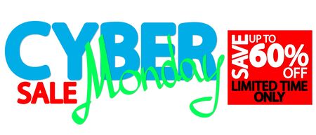Cyber Monday Sale, poster design template, 60% off, special offer, vector illustrationのイラスト素材