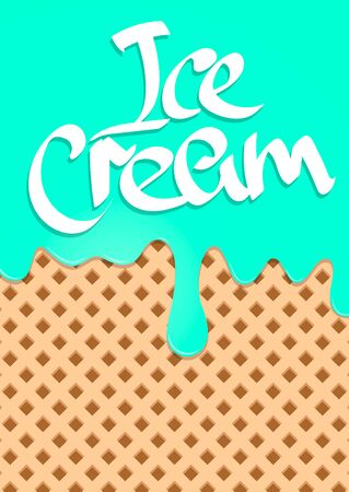 Melting ice cream, poster design template, vector illustrationのイラスト素材