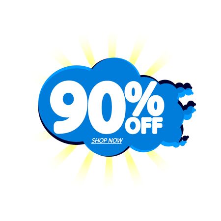 Sale 90% off, bubble banner design template, discount tag, app icon, vector illustrationのイラスト素材