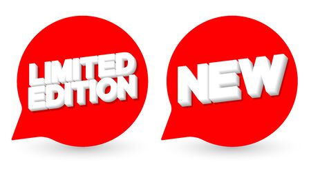 Limited Edition and New banners design template, speech bubble promotion tags, vector illustrationのイラスト素材
