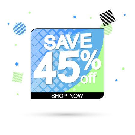 Sale 45% off, bubble banner design template, discount tag, app icon, vector illustrationのイラスト素材