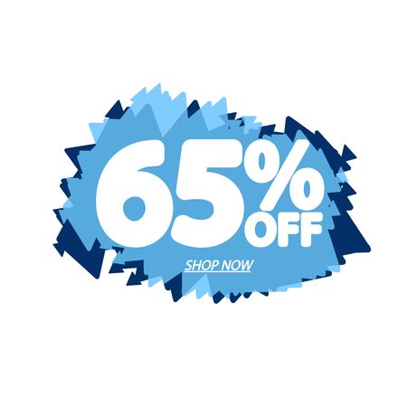 Sale 65% off, bubble banner design template, discount tag, vector illustration