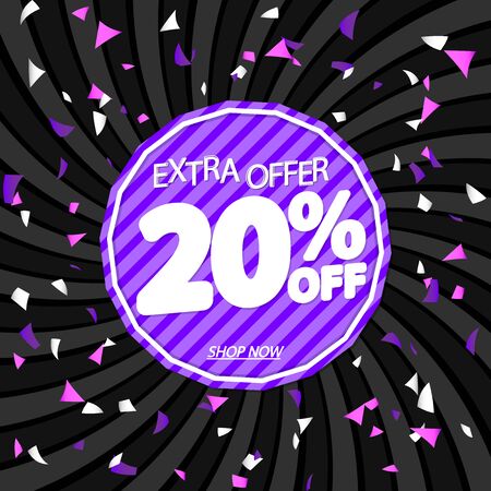 Sale 20% off, discount banner design template, promo tag, vector illustrationのイラスト素材