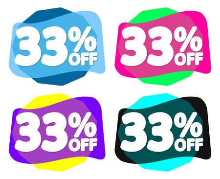 Set Sale 33% off bubble banners, discount tags design template, vector illustration