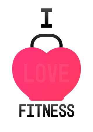 Love Fitness logo design template, dumbbell icon, sport club symbol, vector illustrationのイラスト素材