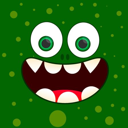 Smiley face, funny monster poster, Halloween banner design template, vector illustrationのイラスト素材