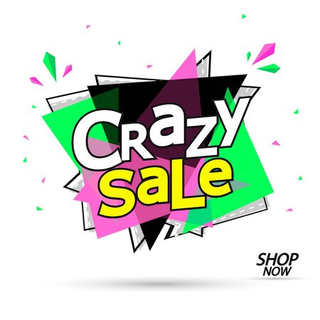 Crazy Sale, promotion banner design template, discount tag, vector illustrationのイラスト素材