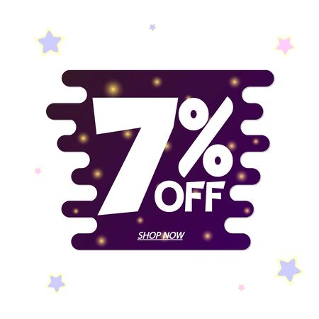 Sale 7% off, discount banner design template, promo tag, vector illustrationのイラスト素材