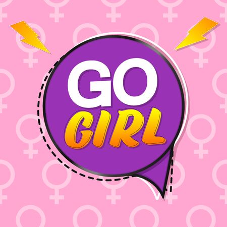 Go Girl, speech bubble banner design template, vector illustrationのイラスト素材