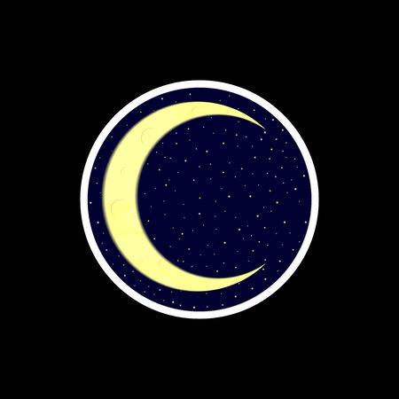 Moon icon, isolated sticker,  design template, vector illustrationのイラスト素材
